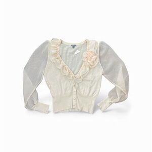 DEADSTOCK Elegant Cream CHARLOTTE RUSSE Top with Ruffle Details XS